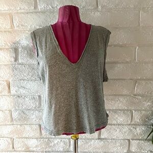 We The Free Heather Gray V-Neck Tee T-21
